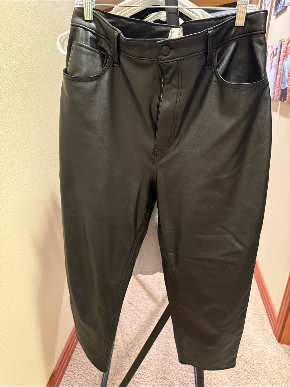 Abercrombie & Fitch Black Faux Leather Trousers